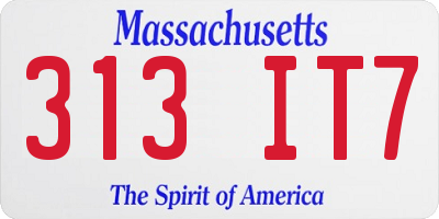 MA license plate 313IT7
