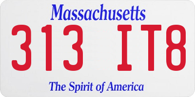 MA license plate 313IT8