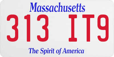 MA license plate 313IT9