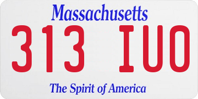 MA license plate 313IU0