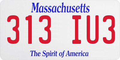 MA license plate 313IU3