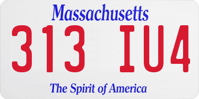MA license plate 313IU4