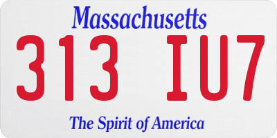 MA license plate 313IU7