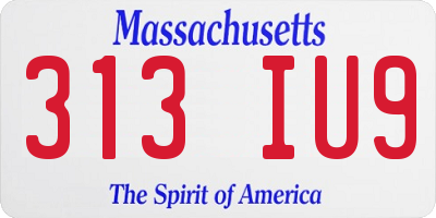 MA license plate 313IU9