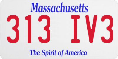 MA license plate 313IV3