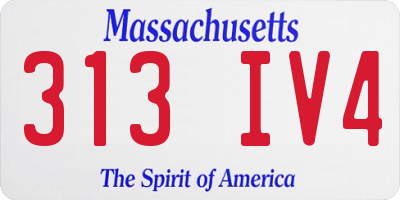 MA license plate 313IV4