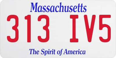 MA license plate 313IV5