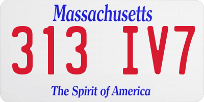 MA license plate 313IV7