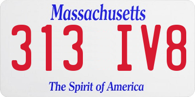 MA license plate 313IV8