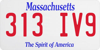 MA license plate 313IV9