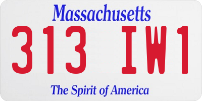 MA license plate 313IW1