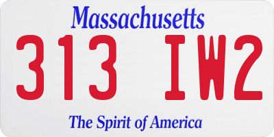 MA license plate 313IW2