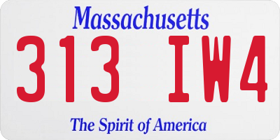 MA license plate 313IW4