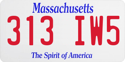 MA license plate 313IW5