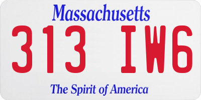 MA license plate 313IW6