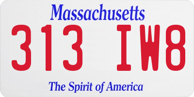 MA license plate 313IW8