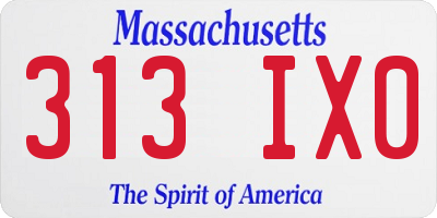 MA license plate 313IX0