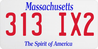 MA license plate 313IX2