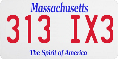 MA license plate 313IX3