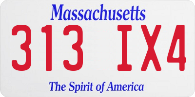 MA license plate 313IX4