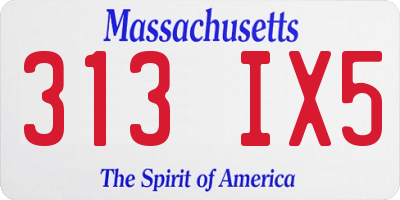 MA license plate 313IX5