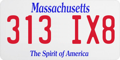 MA license plate 313IX8