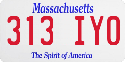 MA license plate 313IY0