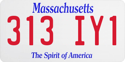 MA license plate 313IY1