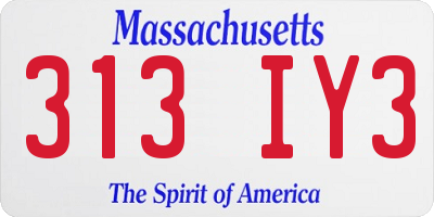 MA license plate 313IY3