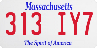 MA license plate 313IY7