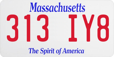 MA license plate 313IY8