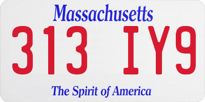 MA license plate 313IY9