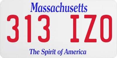 MA license plate 313IZ0