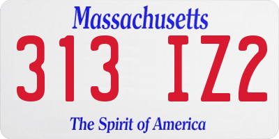 MA license plate 313IZ2