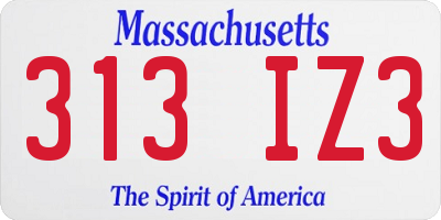 MA license plate 313IZ3