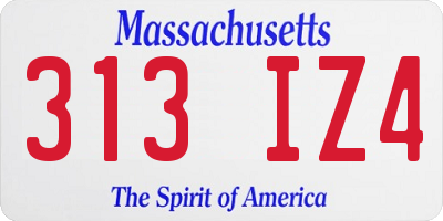 MA license plate 313IZ4