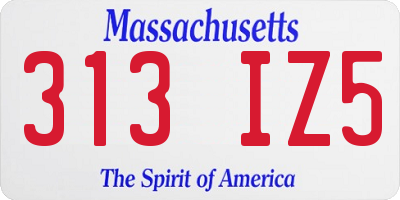 MA license plate 313IZ5