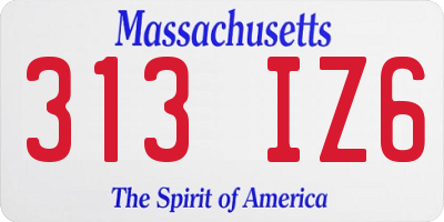 MA license plate 313IZ6