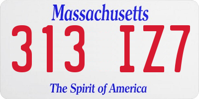 MA license plate 313IZ7