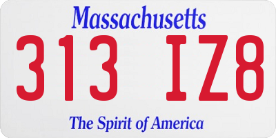 MA license plate 313IZ8