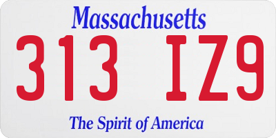 MA license plate 313IZ9