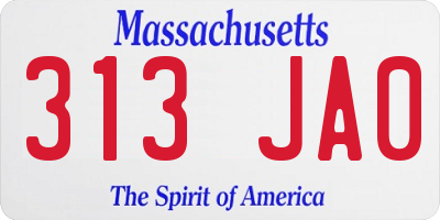 MA license plate 313JA0