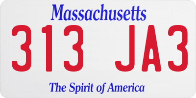 MA license plate 313JA3