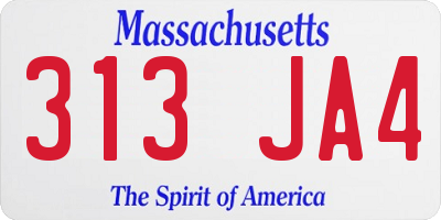 MA license plate 313JA4