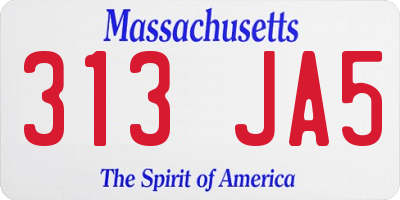 MA license plate 313JA5