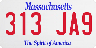 MA license plate 313JA9