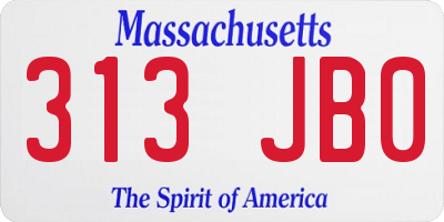 MA license plate 313JB0