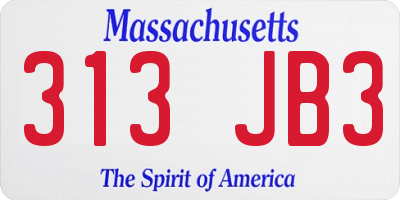 MA license plate 313JB3