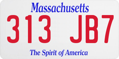 MA license plate 313JB7
