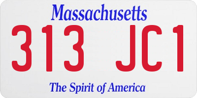 MA license plate 313JC1